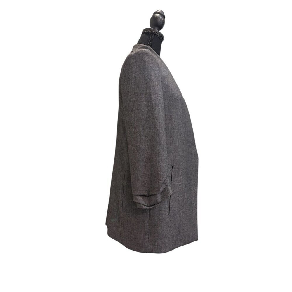 Babaton Aritzia Open Front 3/4 Sleeve Blazer Jacket Charcoal Gray Size 6 - Picture 3 of 9